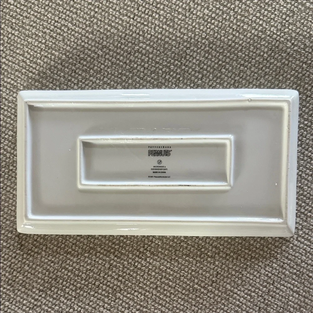 Pottery Barn Peanuts Christmas Comic Strip Rectangular Tray - Black and White